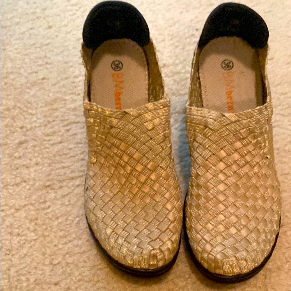 bernie mev. Gold Woven Slip-On Shoes